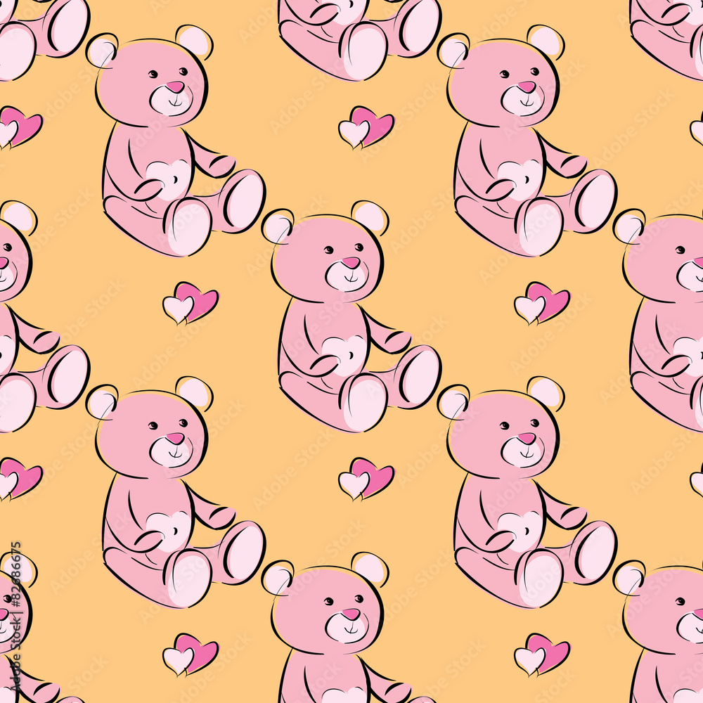 vector seamless pattern of a toy teddy bear. vector seamless pattern of a toy teddy bear.
