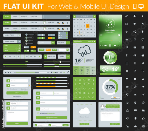 Set of flat design UI elements for mobile applications