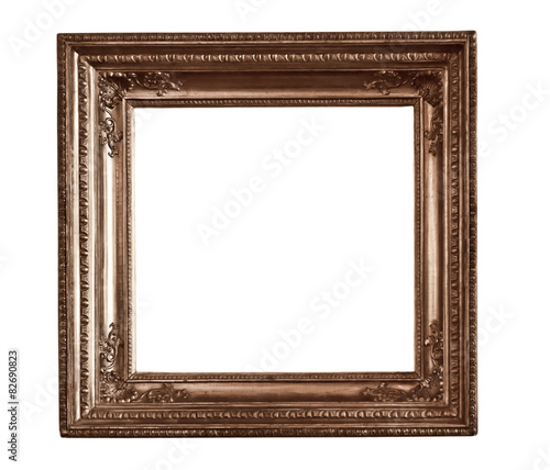 antique wooden frame On white background