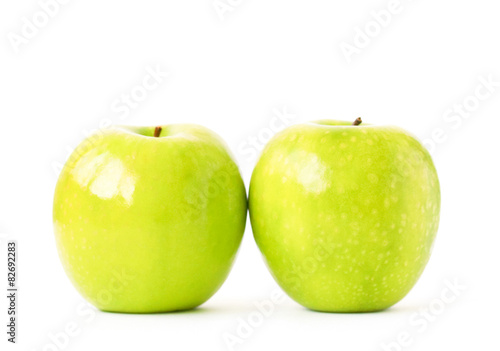 Two green apple, isolated on white background