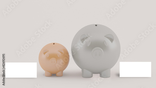 two piggy with message, business concept