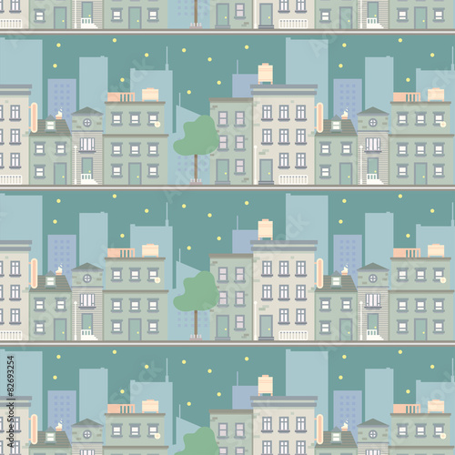 night city scape seamless pattern