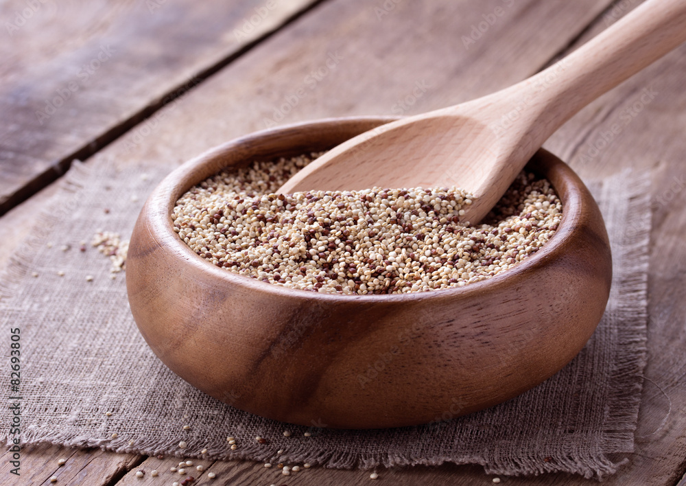 quinoa on the wooden desk quinoa on the wooden desk