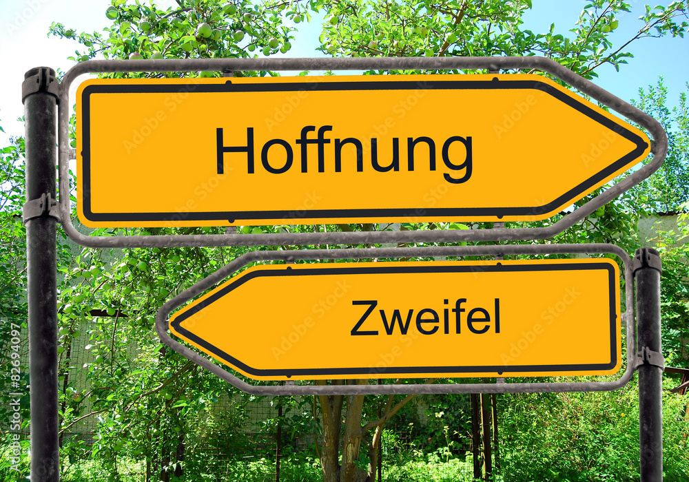 Fototapeta premium Strassenschild 40 - Hoffnung