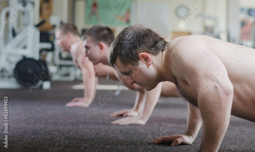 Athletes push-ups from the floor
