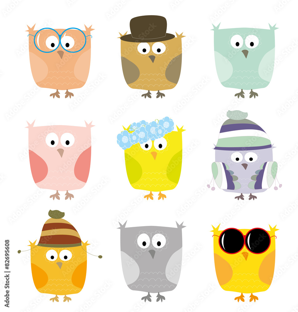 Obraz premium set of isolated cartoons owls