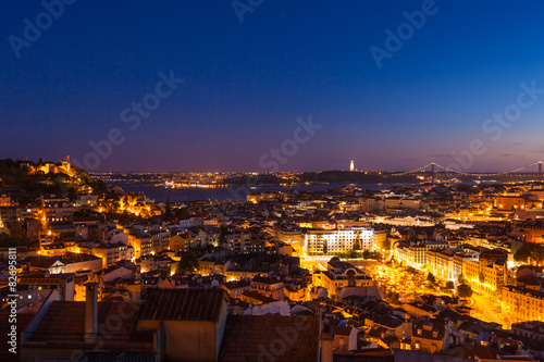 Aerial view of Lisbon rooftop from Senhora do Monte viewpoint (M