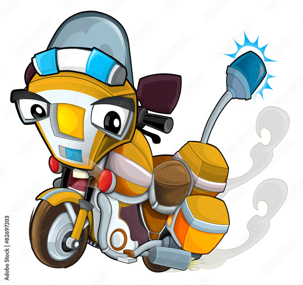 Cartoon motorcycle - caricature - illustration for the children Cartoon motorcycle - caricature - illustration for the children