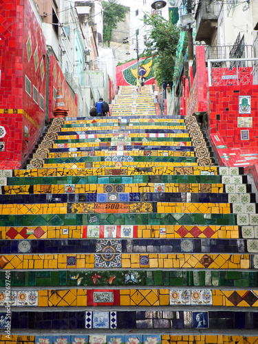 Tiles from around the world on Escadaria Selaron in Rio de Janeiro, Brazil.
