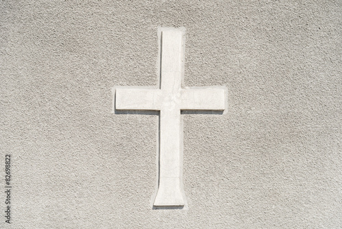 Christian Orthodox Cross Sign On Concrete Wall