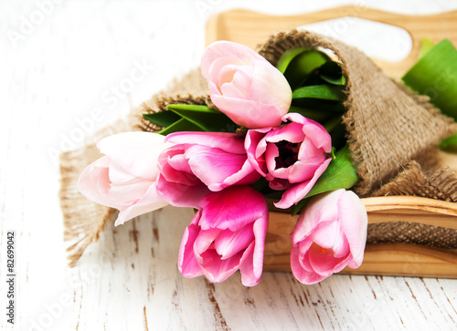 bouquet of pink tulips