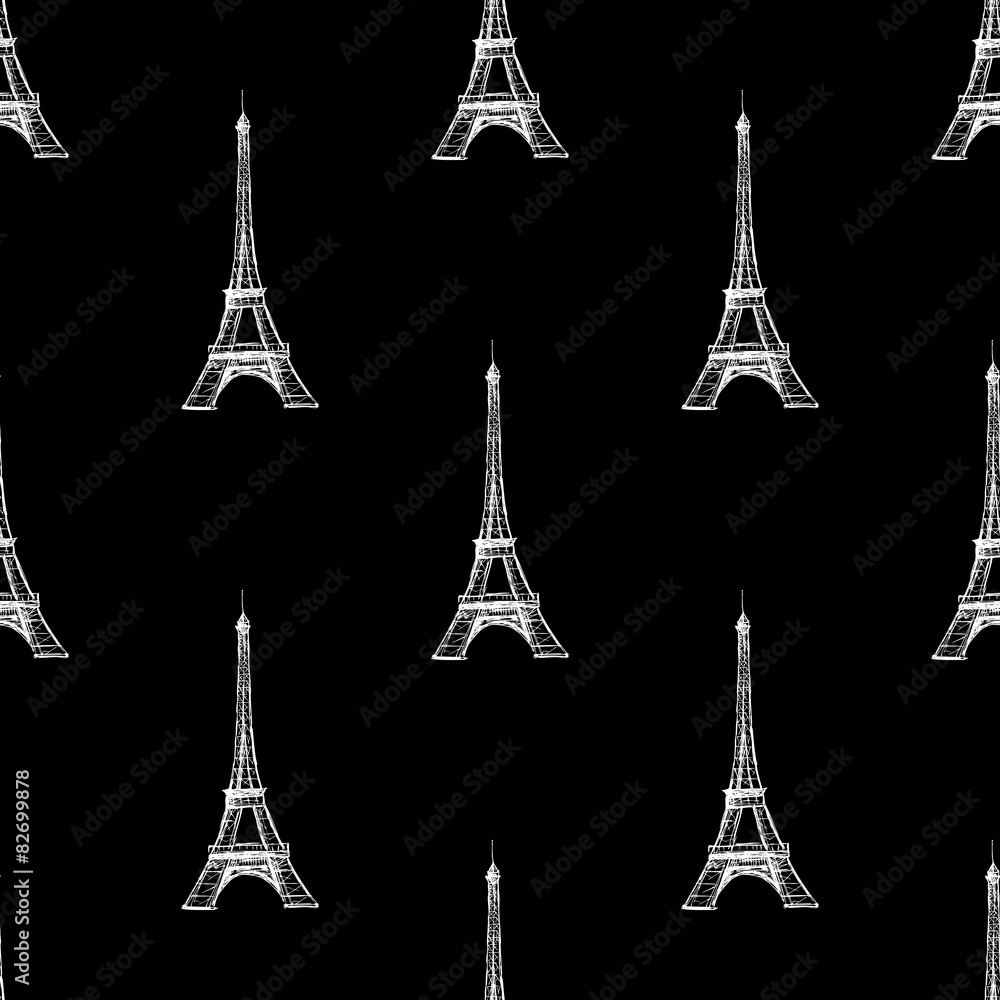 Paris France Eiffel tower on the black background