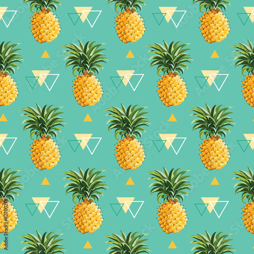 Canvastavla Geometric Pineapple Background - Seamless Pattern in vector