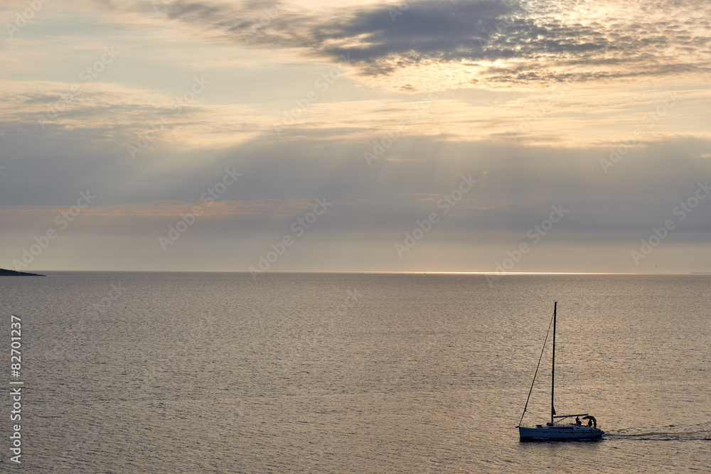sailing boat in calm beautiful blue sea in croatia