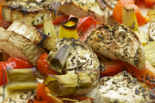 Vegetables mix baked in the oven. 