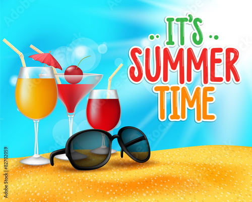 Summer Time Title in Sand and Horizon Background