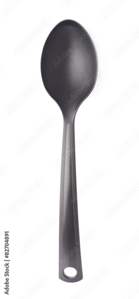 Black plastic kitchen ladle spoon isolated Black plastic kitchen ladle spoon isolated