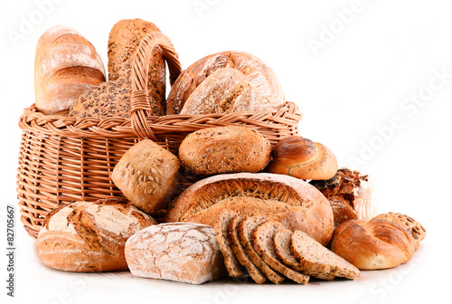 Composition with variety of baking products isolated on white