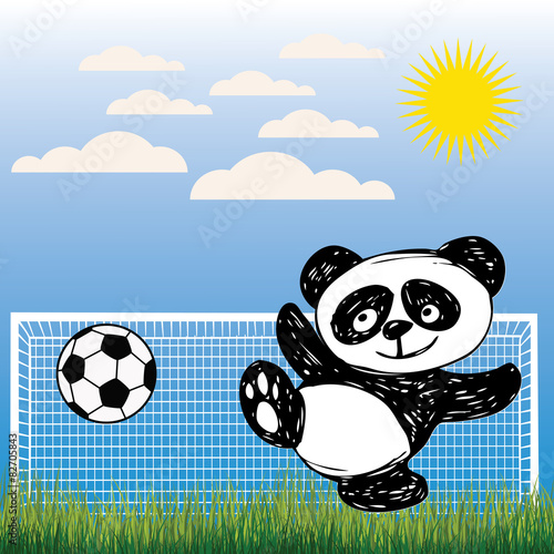 Fototapeta Naklejka Na Ścianę i Meble -  Cute Panda plays ball