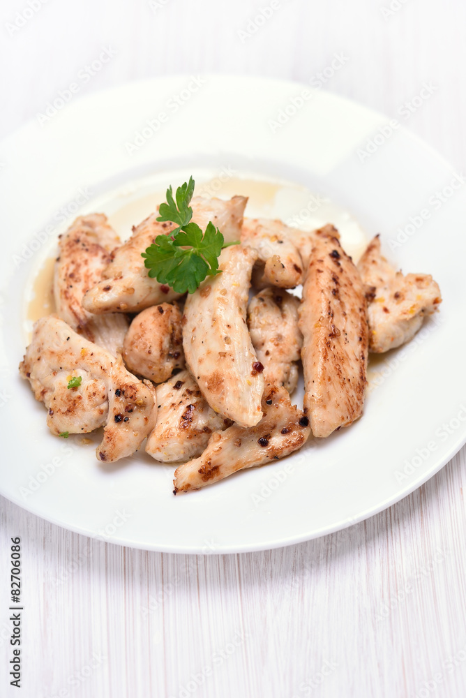 Grilled chicken meat sliced Grilled chicken meat sliced