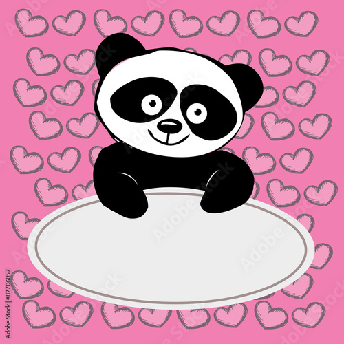 Fototapeta Naklejka Na Ścianę i Meble -  Little  cute panda with hearts ,