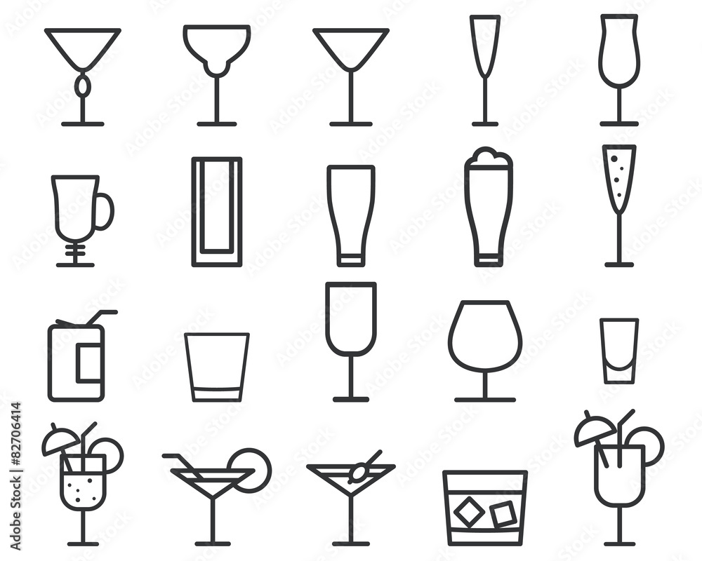 Beverage, drinks vector thin line symbol icon. Cocktails. Party Beverage, drinks vector thin line symbol icon. Cocktails. Party