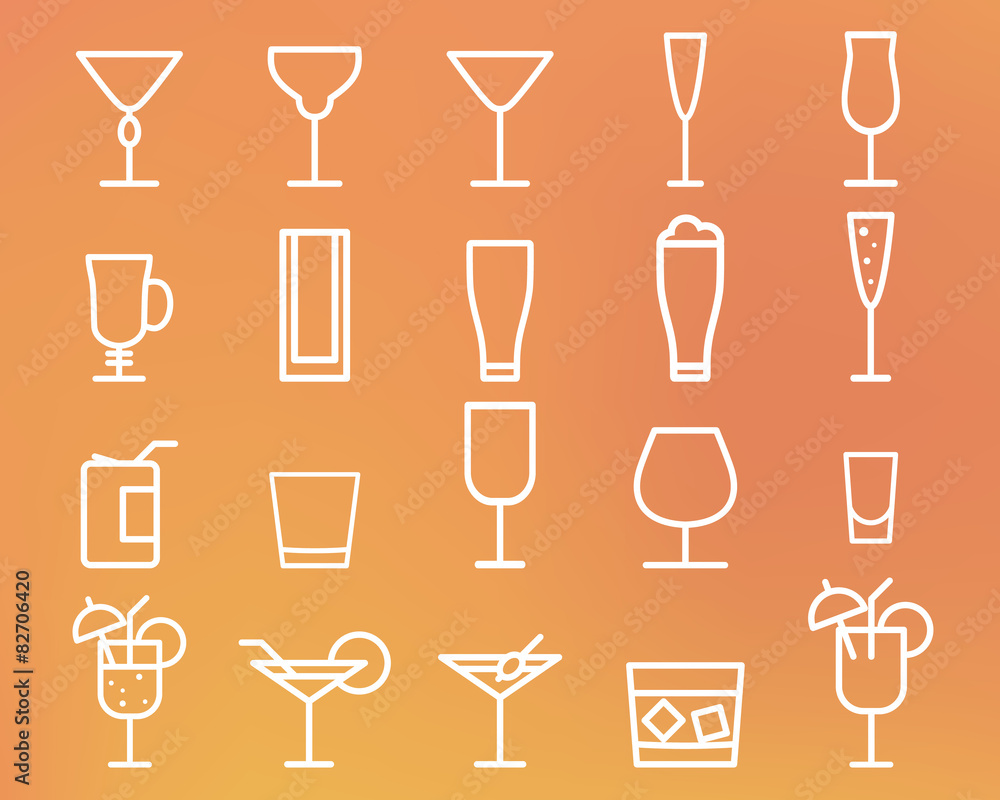 Beverage, drinks vector thin line symbol icon. Cocktails. Party Beverage, drinks vector thin line symbol icon. Cocktails. Party
