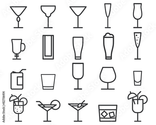 Beverage  drinks vector thin line symbol icon. Cocktails. Party