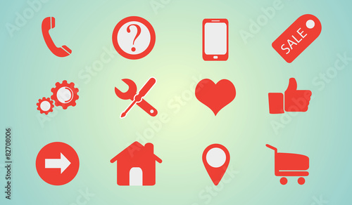 Red Icons for website made in vector. Set of application icons © RedVector