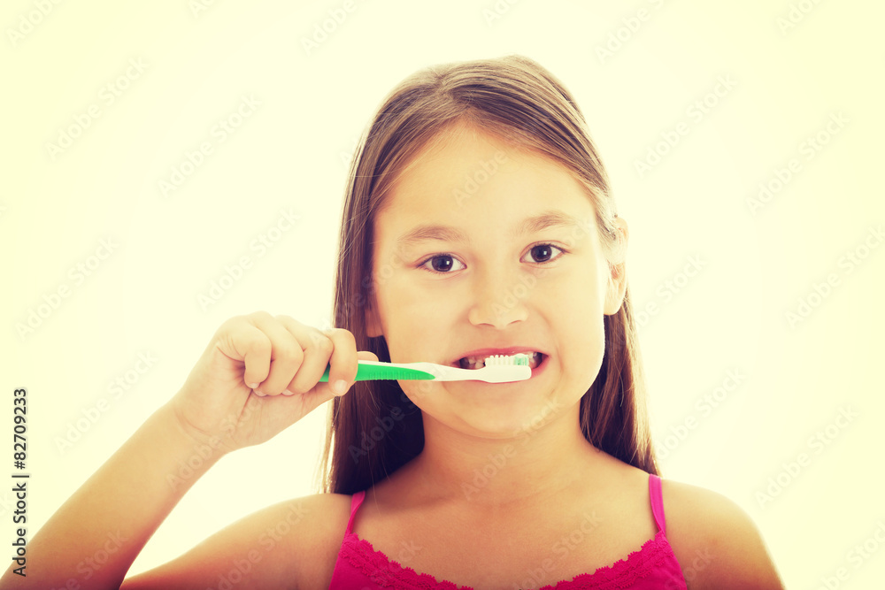 Little girl brushing teeth Little girl brushing teeth