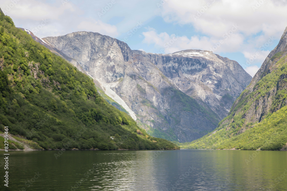 Fjord in the mountains, Flam, Norway