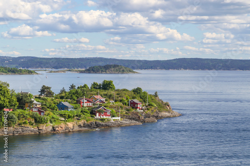 Cottages on the island in the Oslo fjord, Norway