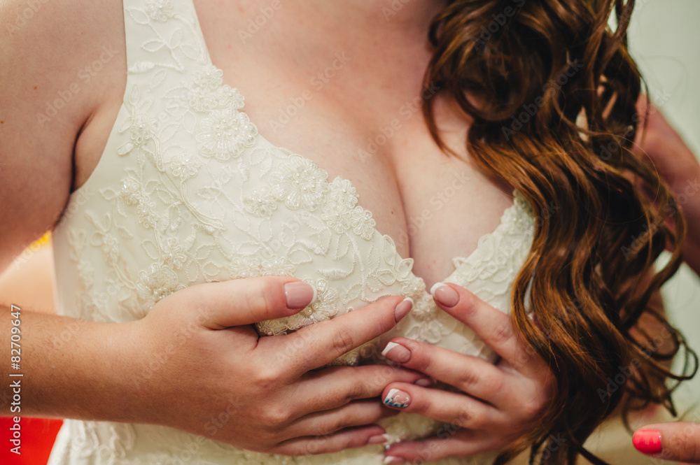 Bride getting ready in the morning. Woman dressing gown. Bride getting ready in the morning. Woman dressing gown.