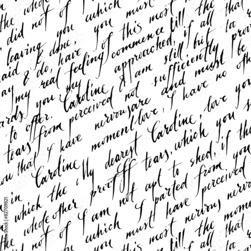 Seamless pattern with handwriting text