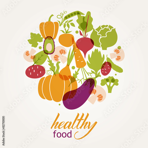 Set of vegetables. Healthy food table.