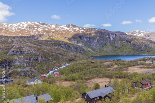 Small village in the mountains of the fjord, Norway