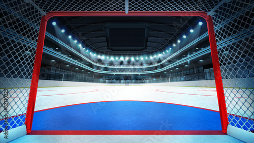 general hockey stadium view inside goal