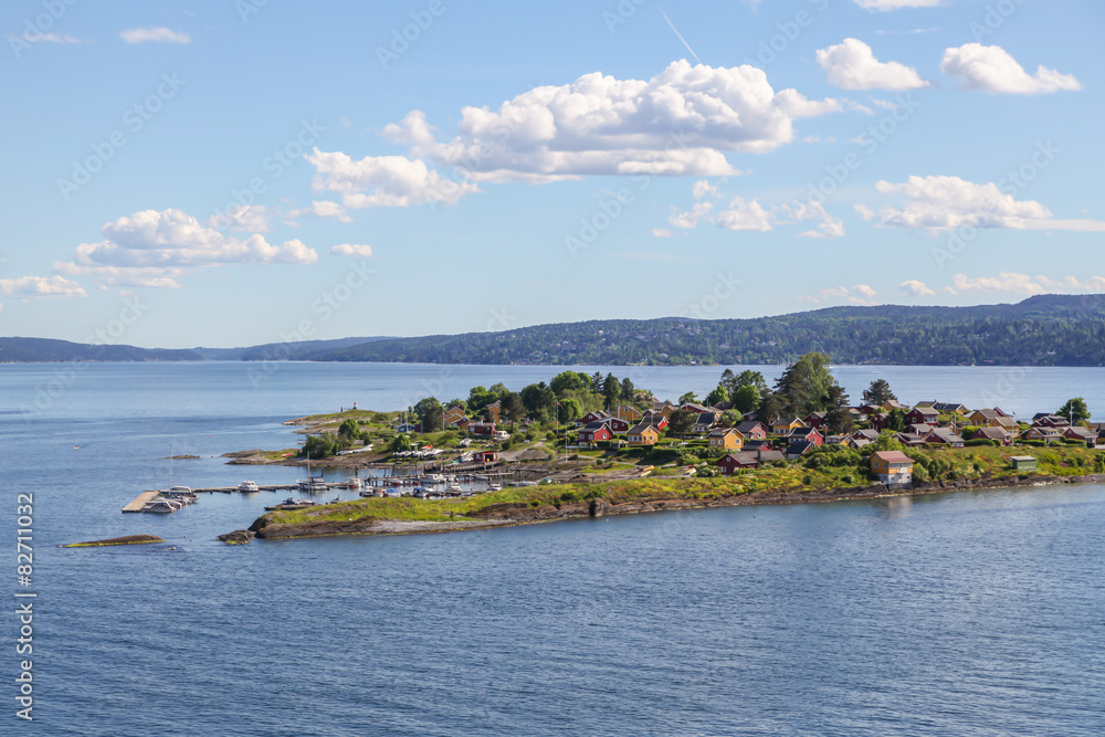 Cottages on the island in the Oslo fjord, Norway