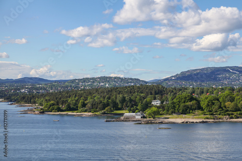 Cottages on the shore of the Oslo Fjord, Norway
