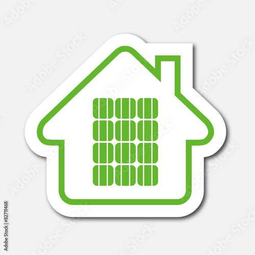 Logo maison et panneaux solaires.