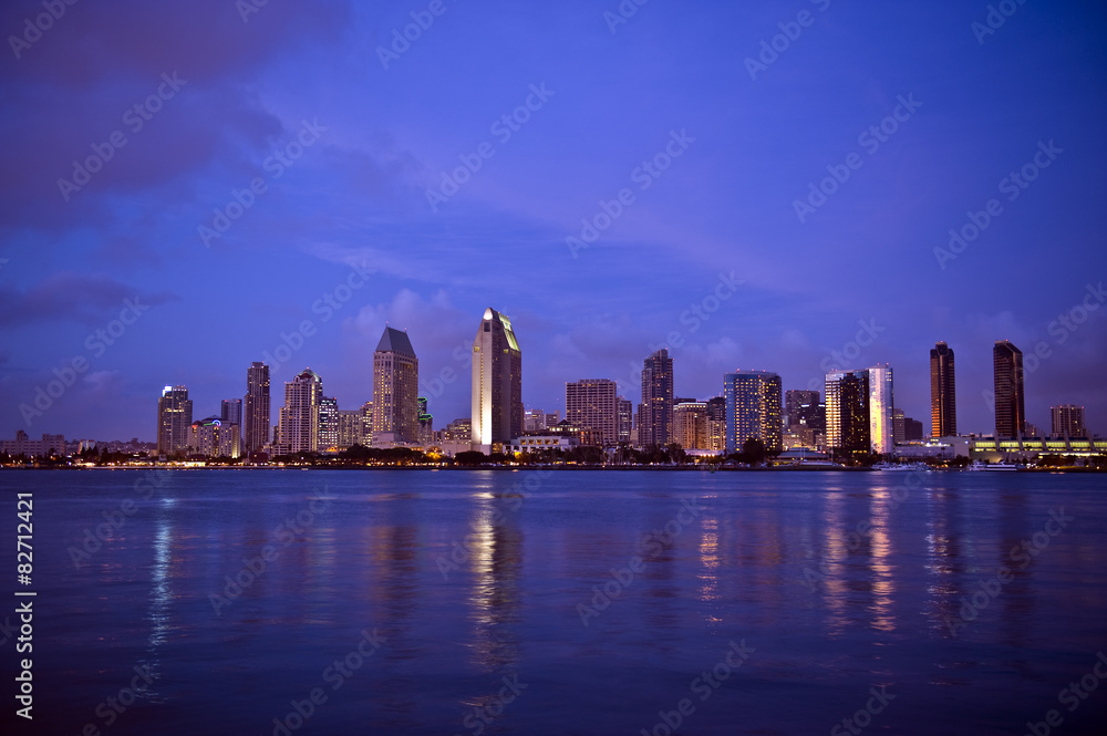 Twilight at downtown San Diego, California, USA.
