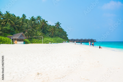 Fotografie, Obraz Písečná pláž a oceán vlna, Jižní Male Atol. Maledivy