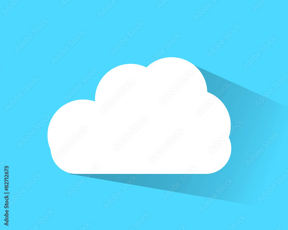 Cloud Icon vector flat design on blue background. Cloud Icon vector flat design on blue background.