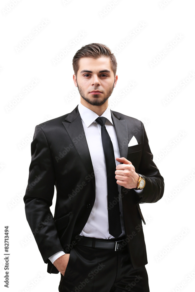 Elegant man in suit isolated on white Elegant man in suit isolated on white