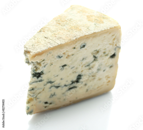 Piece of tasty blue cheese isolated on white