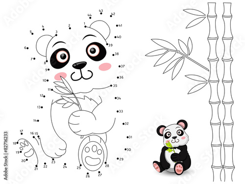 Panda Connect the dots and color