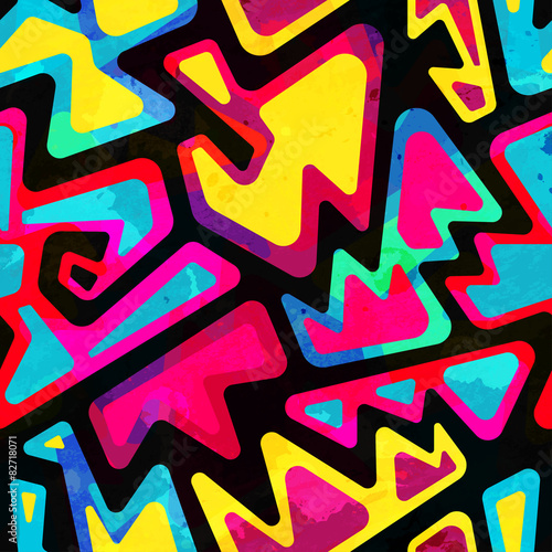 psychedelic colored seamless pattern with grunge effect