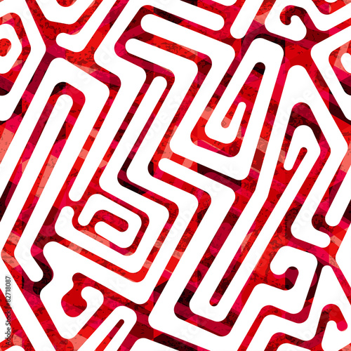 red labyrinth seamless pattern