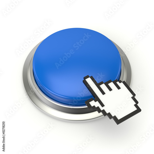 Blue blank button with metal border