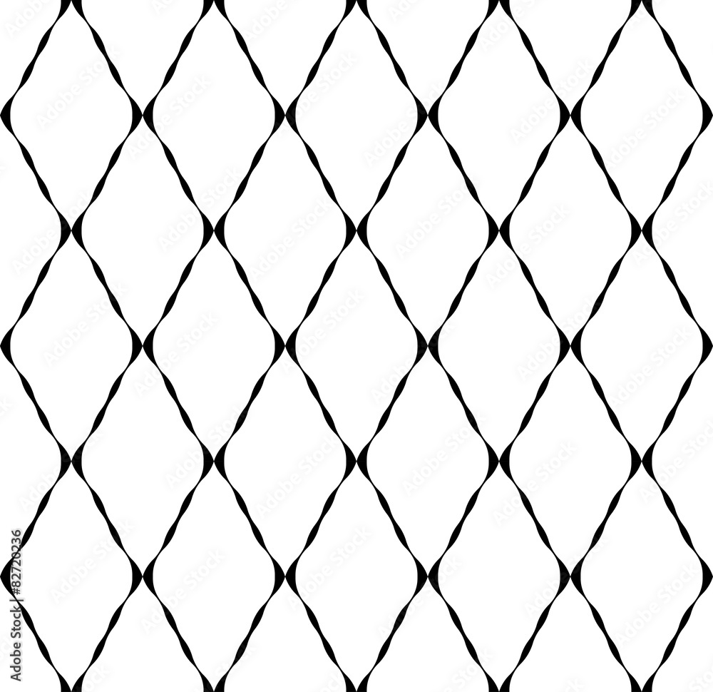 Fototapeta premium Black and white geometric seamless pattern with ripple stripe.